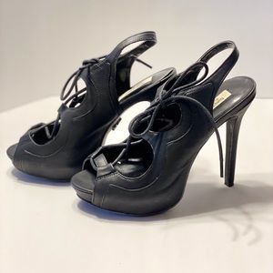 Black Lace up high heels